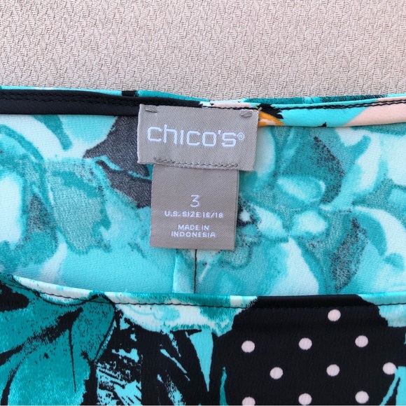 Chico’s Patchwork Floral Dolman 3/4 Sleeve Tie-Waist Relaxed Fit Blouse 3/XL/16 - Picture 4 of 13